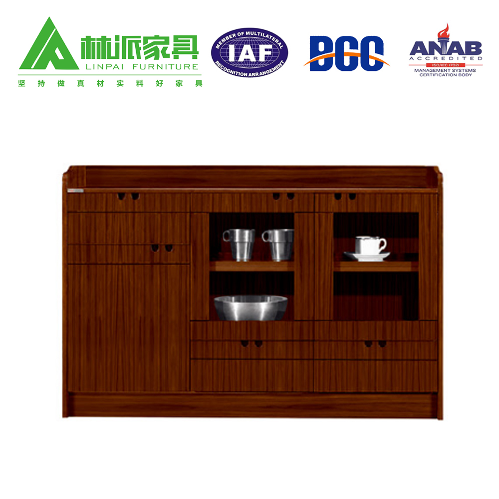 实木贴皮油漆三门茶水柜