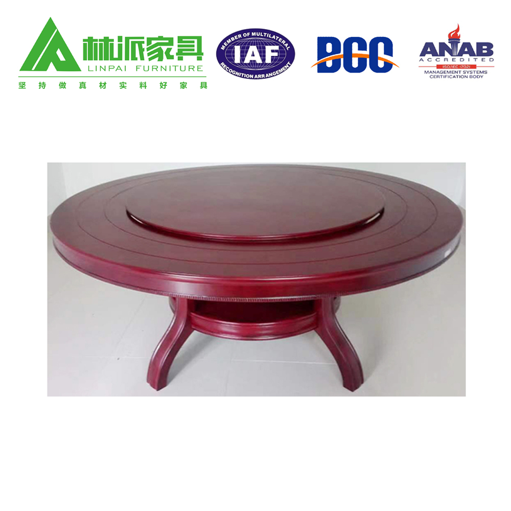 1.6米实木餐桌环保油漆手动转盘LP-CZ1600-P